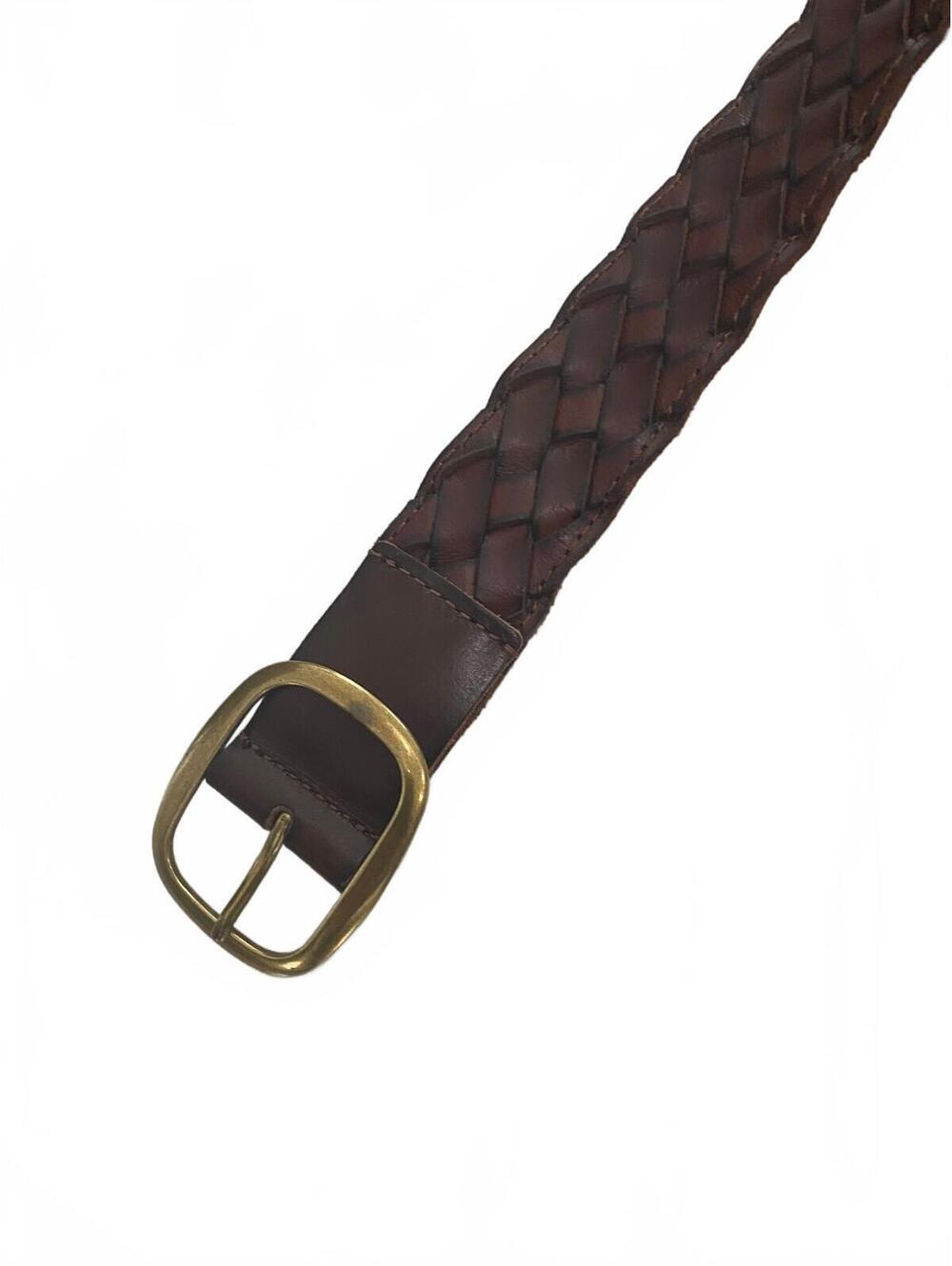 J Jill Brown Leather Braided Belt M/L